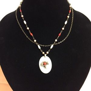 CATY SIGNED STERLING BEADED NECKLACE.